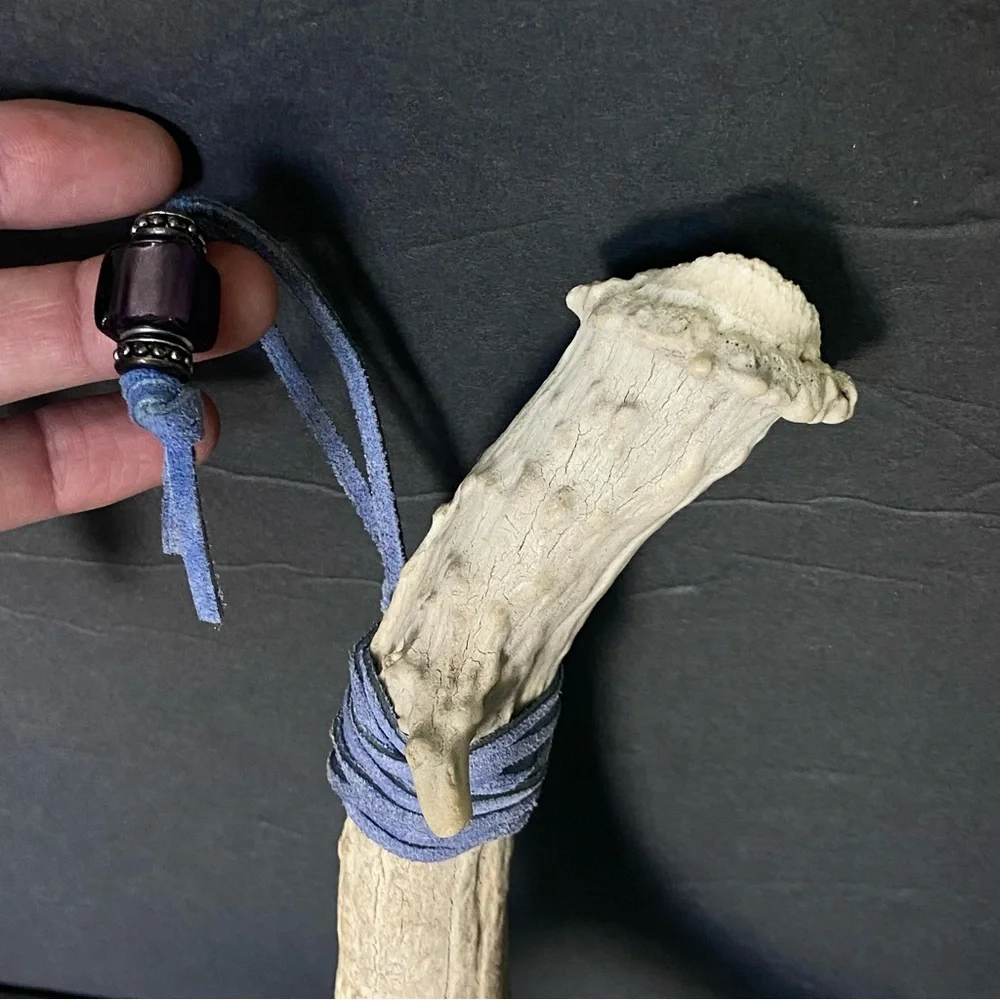 Rustic Dreamcatcher with Antler Frame and Feathers‎
